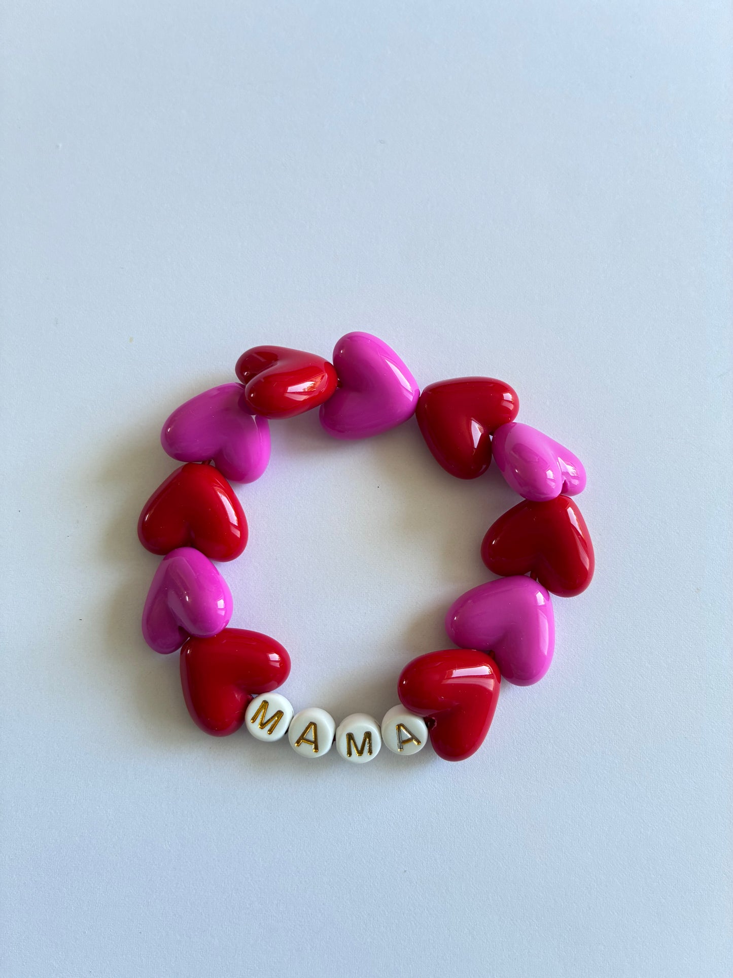 Bracelet MAMA fuchsia et rouge 🩷❤️