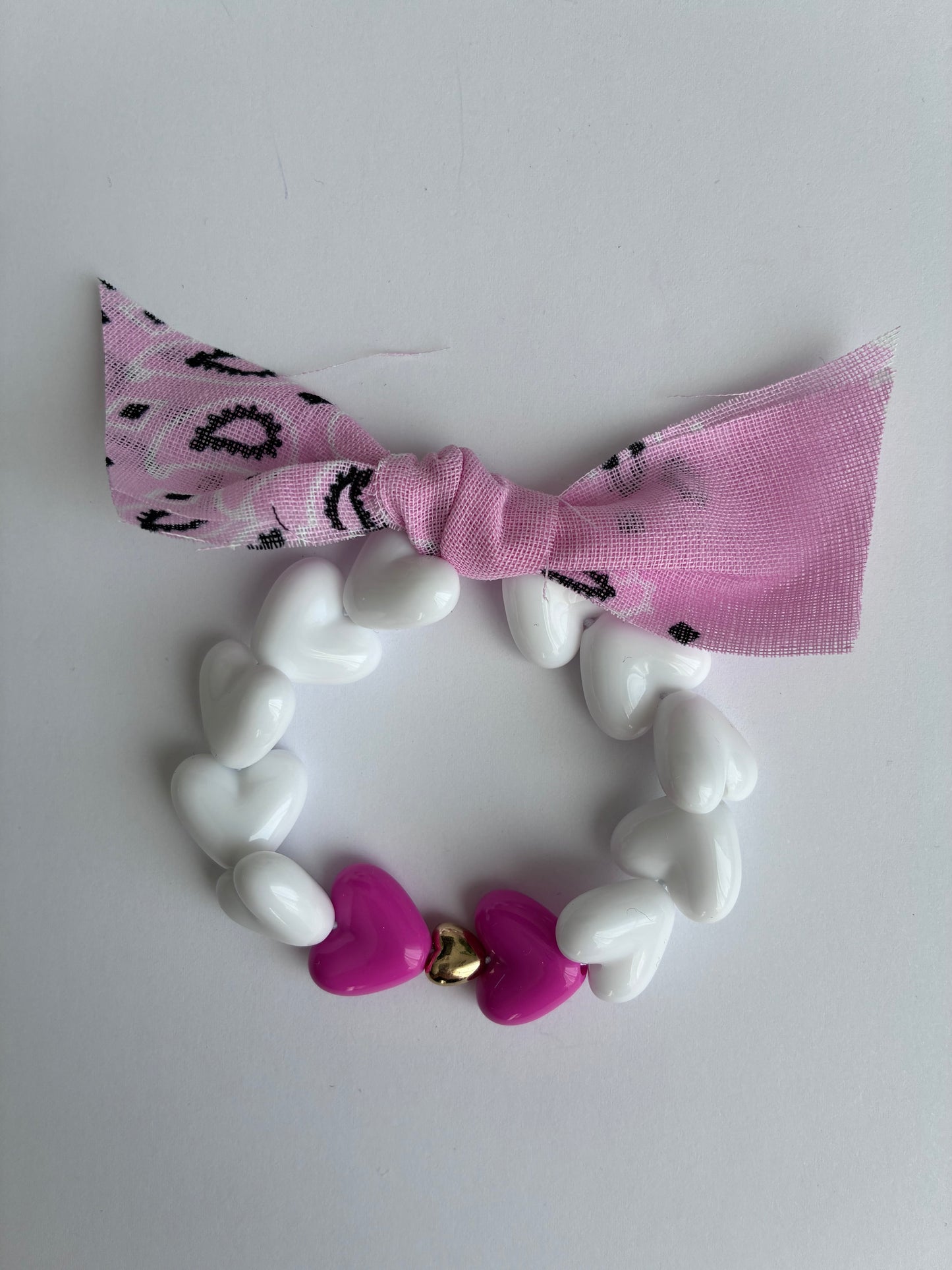 Bracelet Bandana Rose /Perle blanche