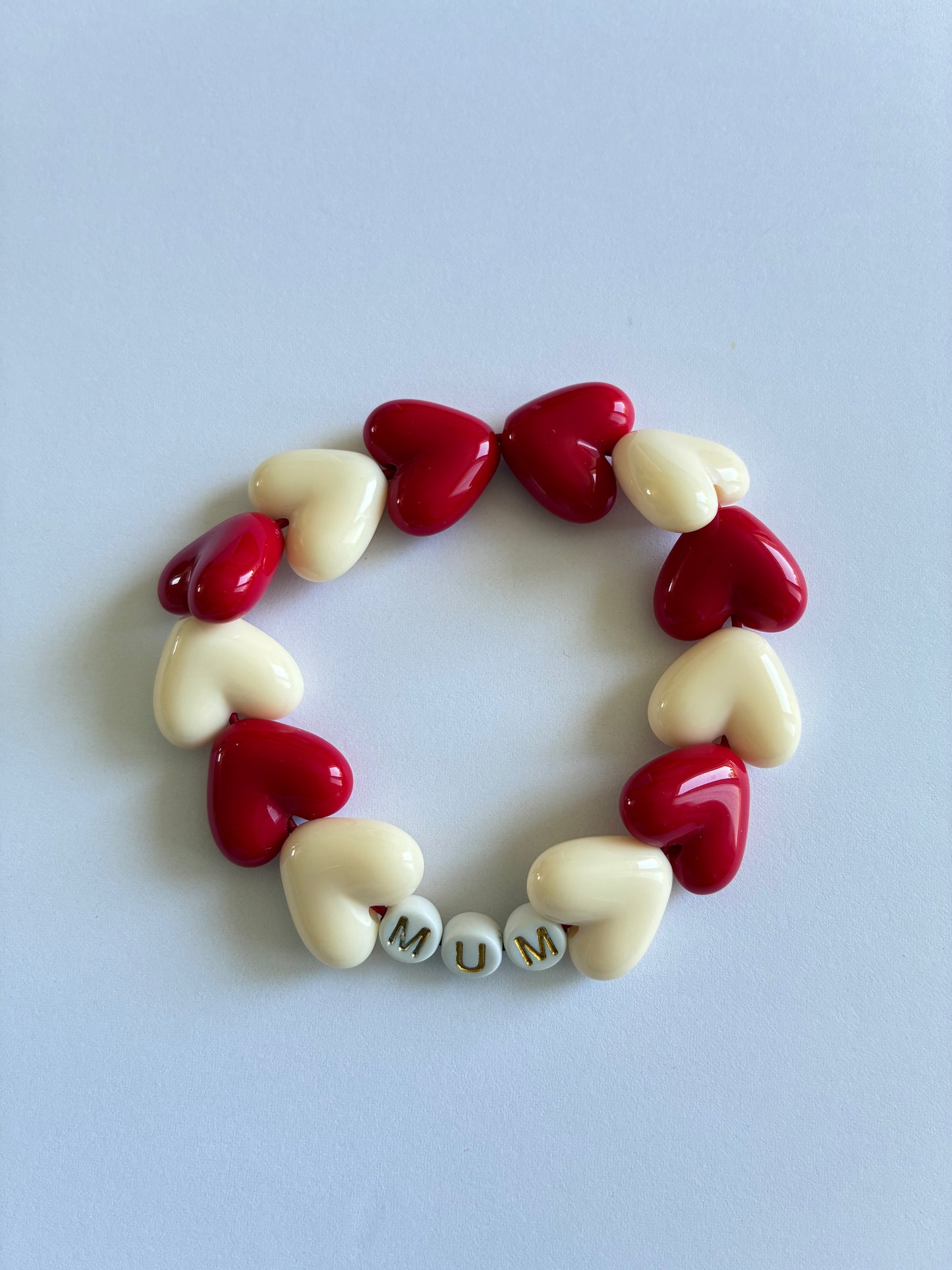 Bracelet MUM beige et rouge ❤️