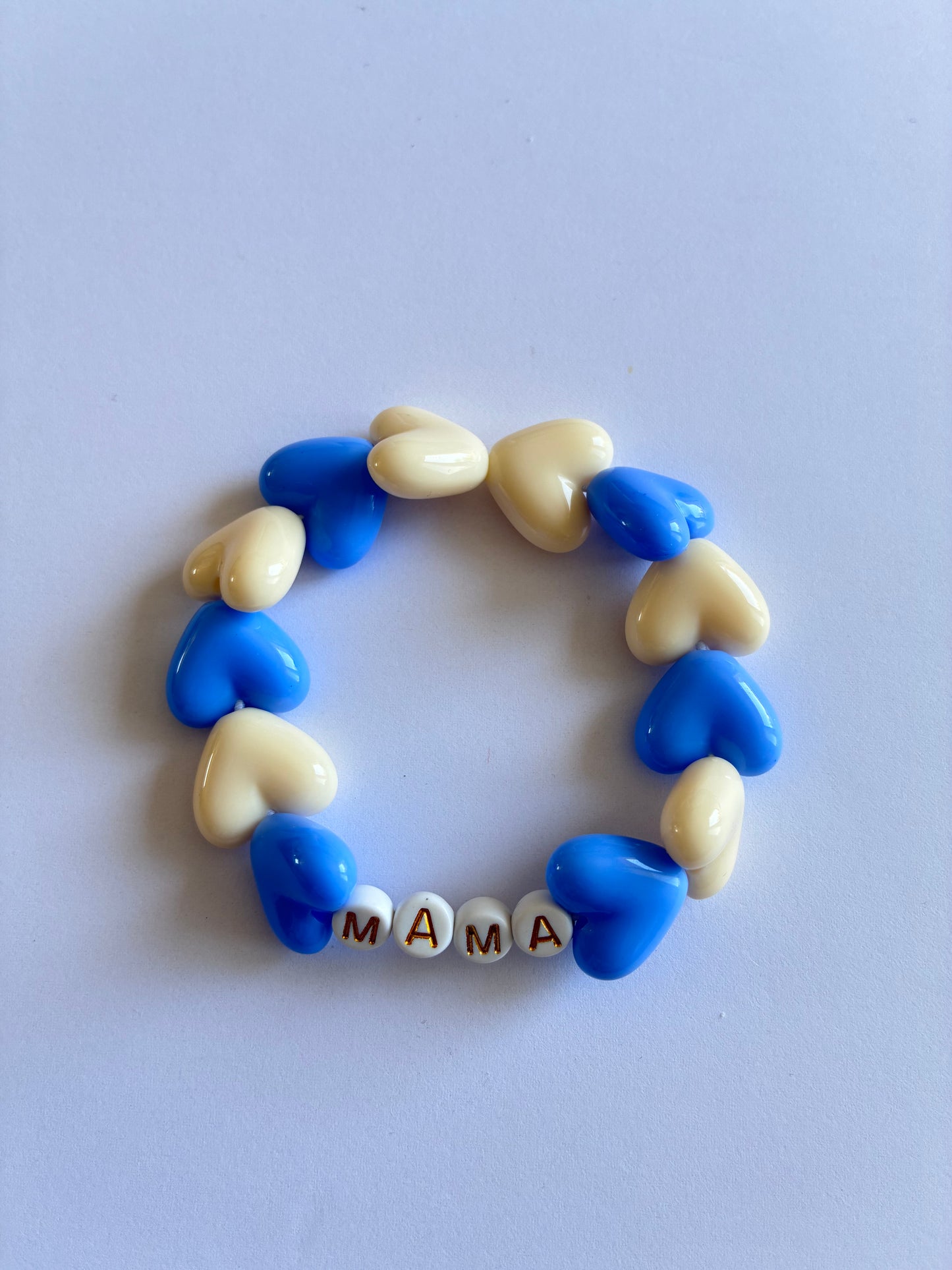 Bracelet MAMA beige et bleu 🩵