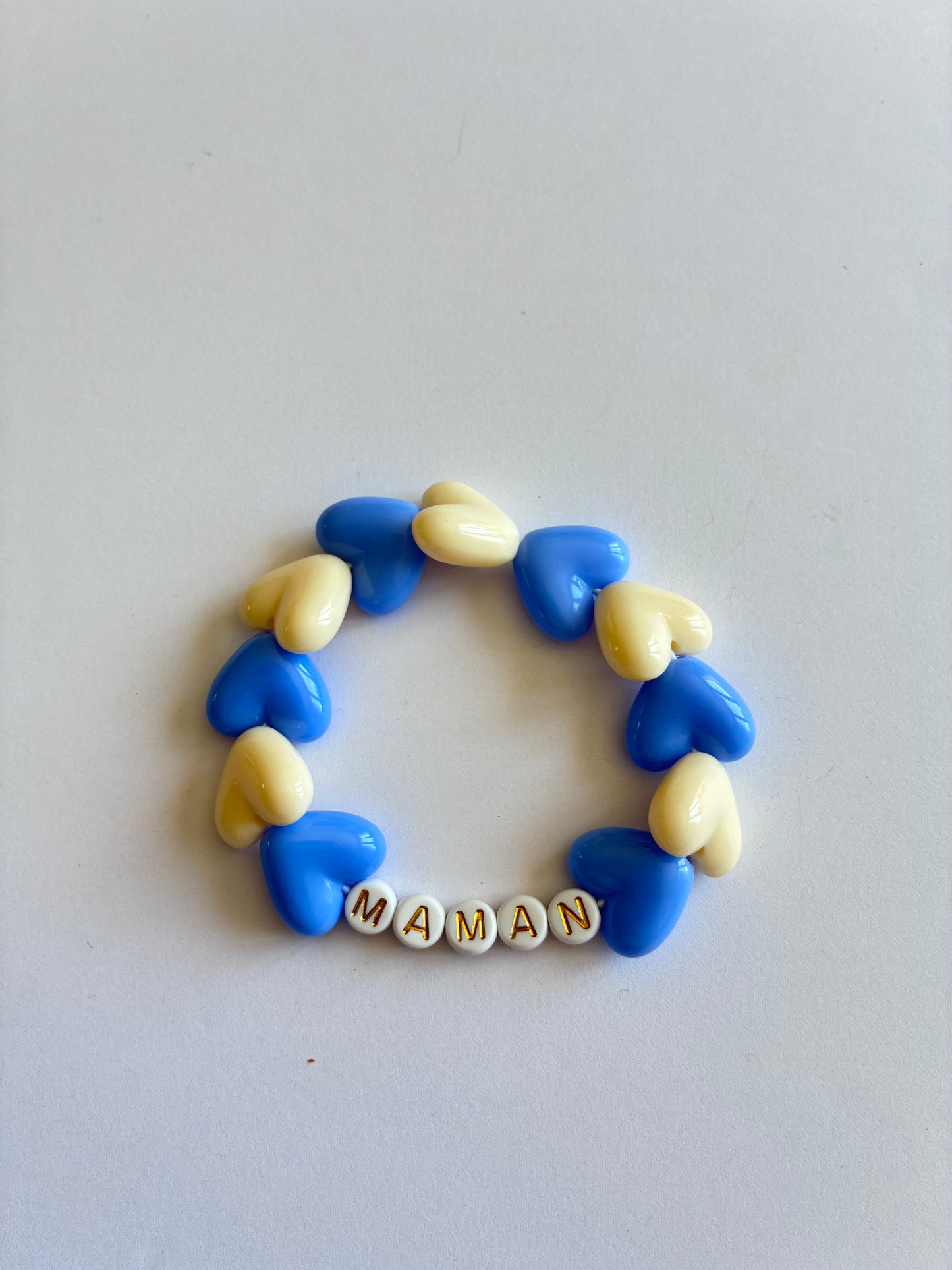 Bracelet MAMAN beige et bleu 🩵