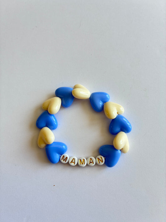 Bracelet MAMAN beige et bleu 🩵