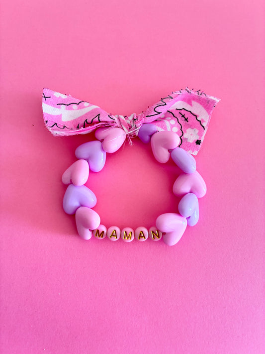 Bracelet MAMAN bandana rose 🩷