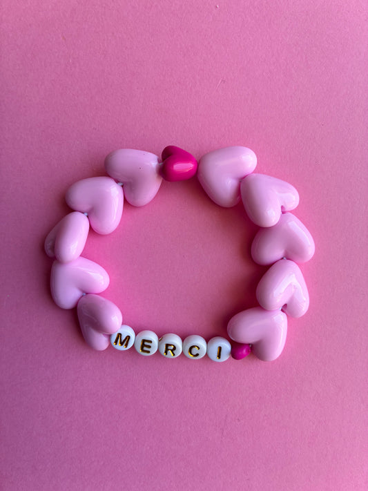 Bracelet Merci rose