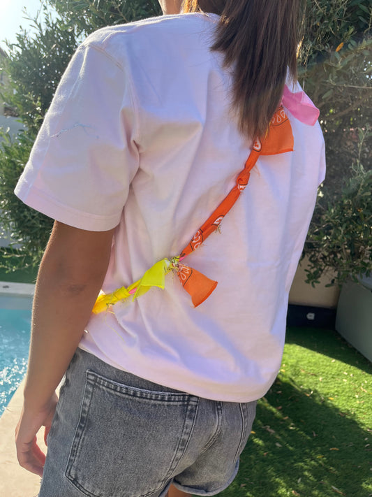 Cordon téléphone bandana rose/orange/jaune
